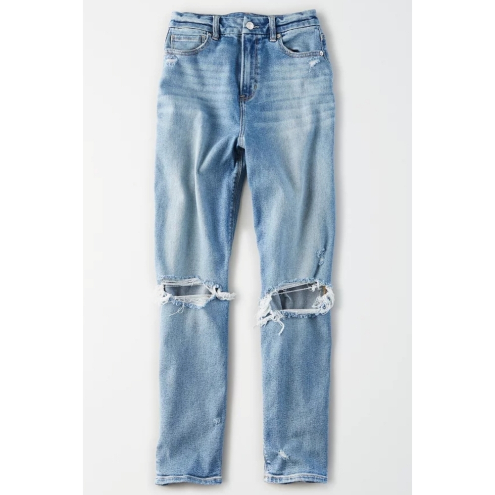 American Eagle Light Wash Tapered Leg Mom Jean 20 Long Color Cool Classic